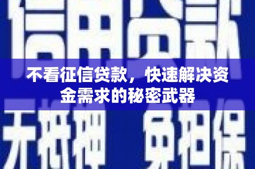 枋山不看征信贷款，快速解决资金需求的秘密武器