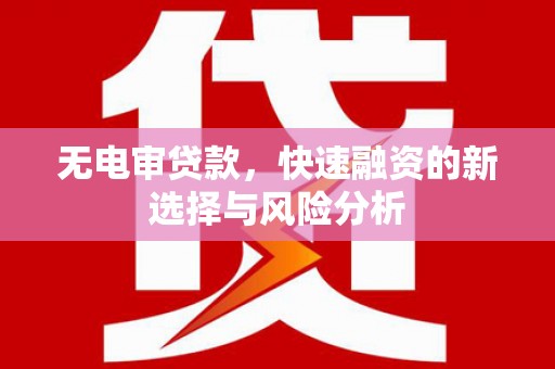 枋山无电审贷款，快速融资的新选择与风险分析