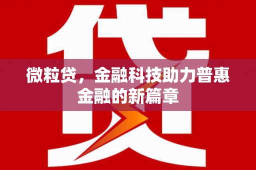 枋山微粒贷，金融科技助力普惠金融的新篇章